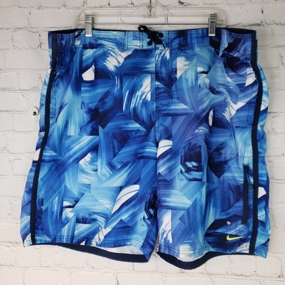 Nike Mens Abstract Blue Volley Swim Trunks XL‎ EUC - Picture 1 of 9